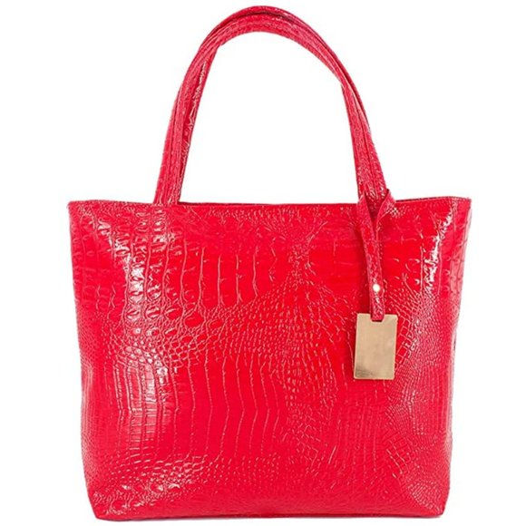 valentoria Handbags - New Red Crocodile Large Tote Purse Bag